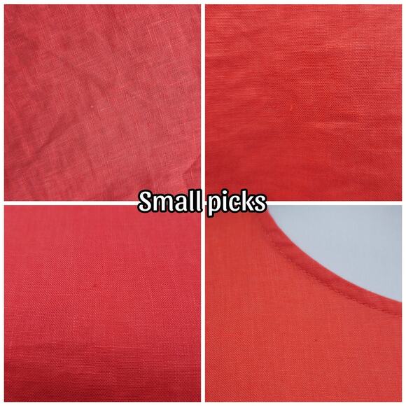 Ruffle Sleeve 100% Linen Blouse For Cynthia Size S Coral Bright Spring Top Shirt - Picture 6 of 9